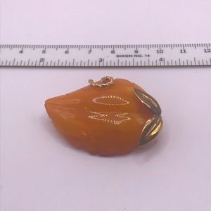 Genuine Baltic Amber Leaf Pin